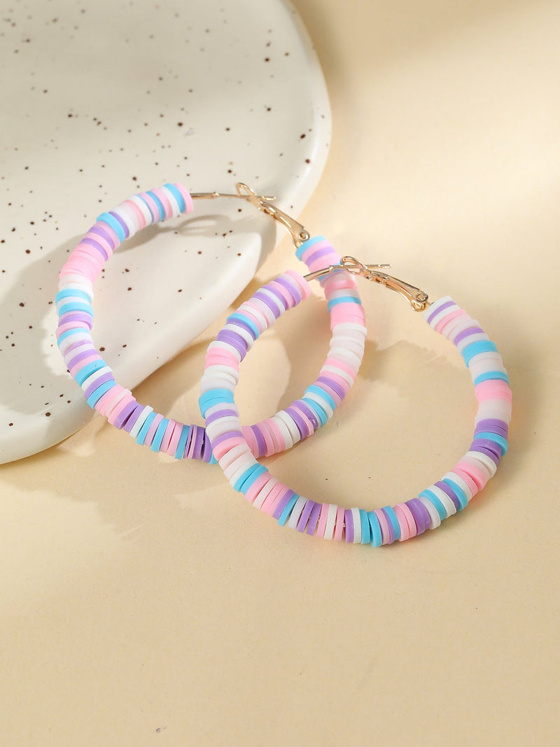 Bohemian Circle Hoop Polymer Clay Earrings
