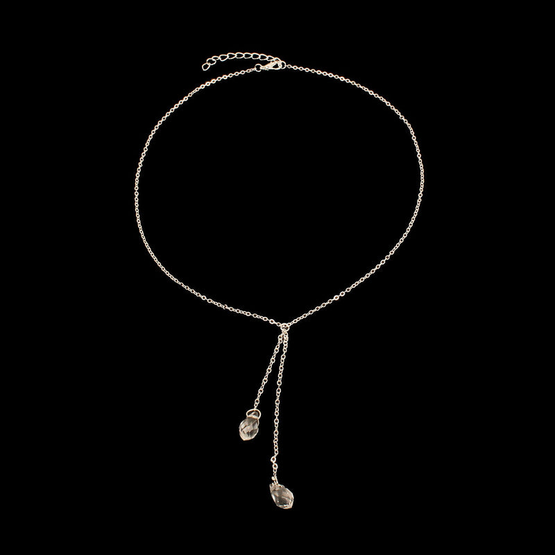 Long Sweater Crystal Fashion Necklace