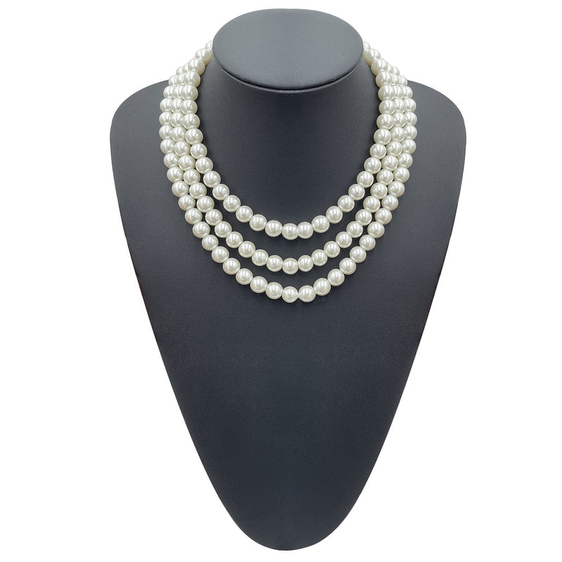 Vintage Dainty Multilayer Faux Pearl Choker Necklaces and Earrings