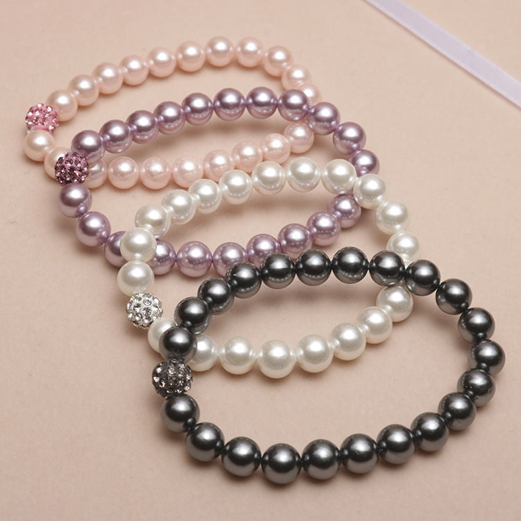 Elastic Beaded Shell Pearl Bracelet