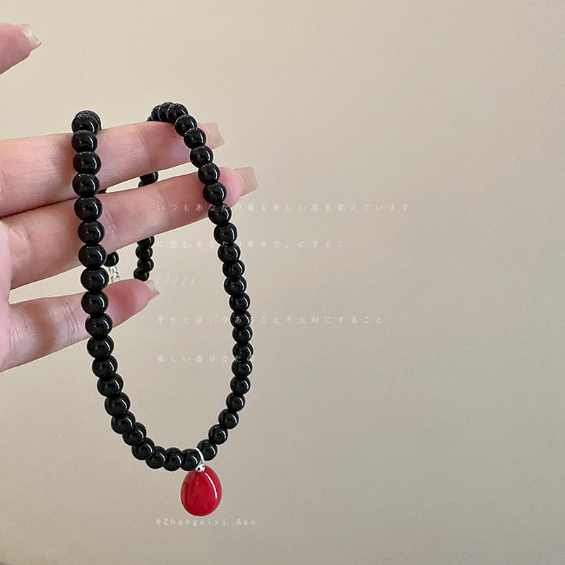 Glass Bead Drop Necklace