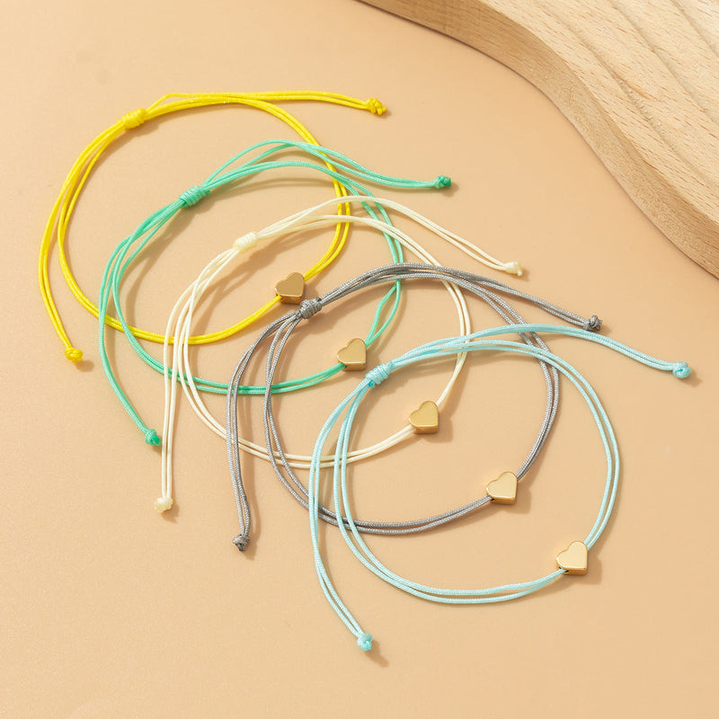 Colorful Drawstring Sweet Love Heart Bracelet