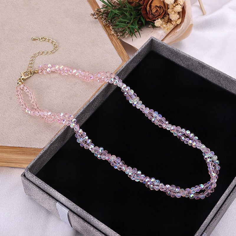 Faceted Crystal Beads Twisted necklace