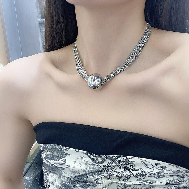 Exaggerated Metal Large Round Ball Beads Choker Necklace