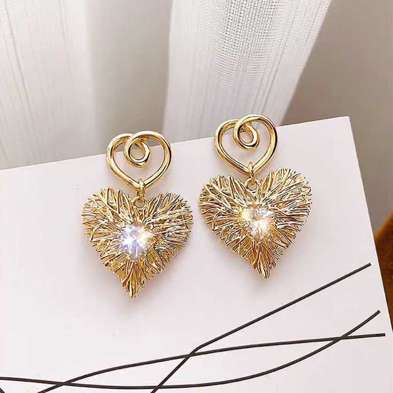 Crystal Rhinestone Heart Shaped Drop Earrings