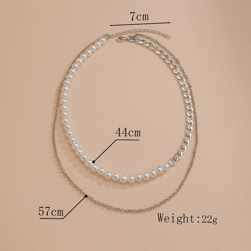Double Layer Pearl Chain Choker Necklace