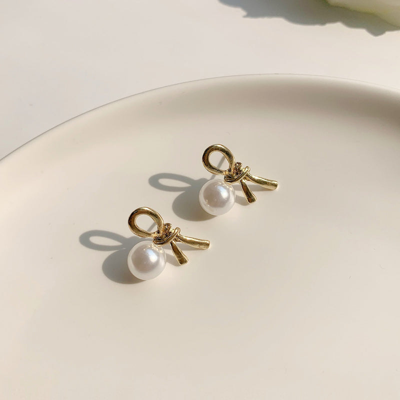 Imitation Pearl Bowknot Earrings