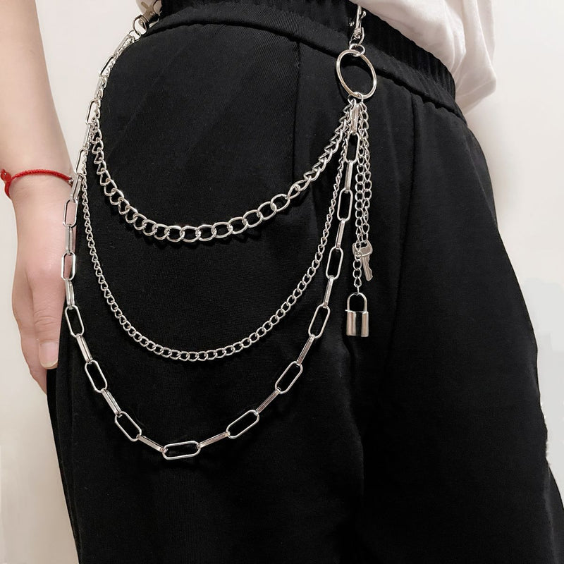 Fashion Metal Lock Key Pendant Pants Chain