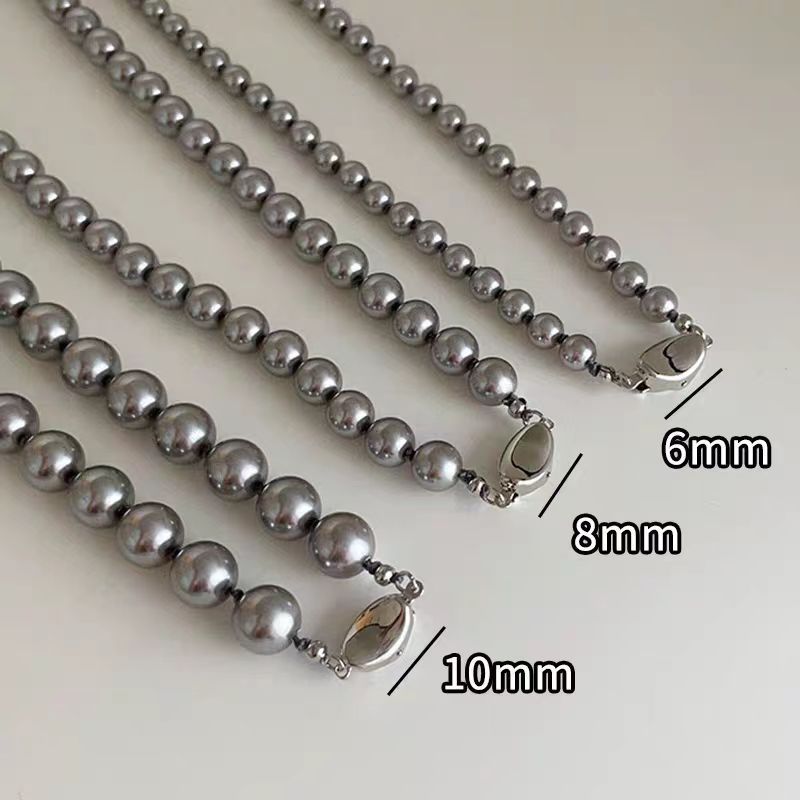 Women French Style Fever Glass Pearl Beads Choker Necklace