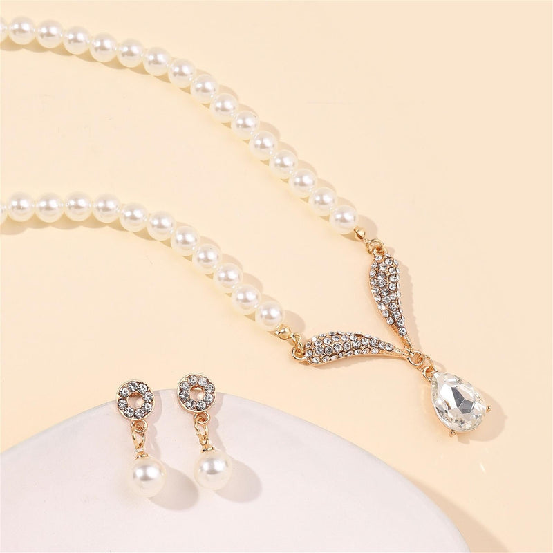 Lady Pearl Jewelry Sets Necklace Earrings Wedding Jewelry Sets