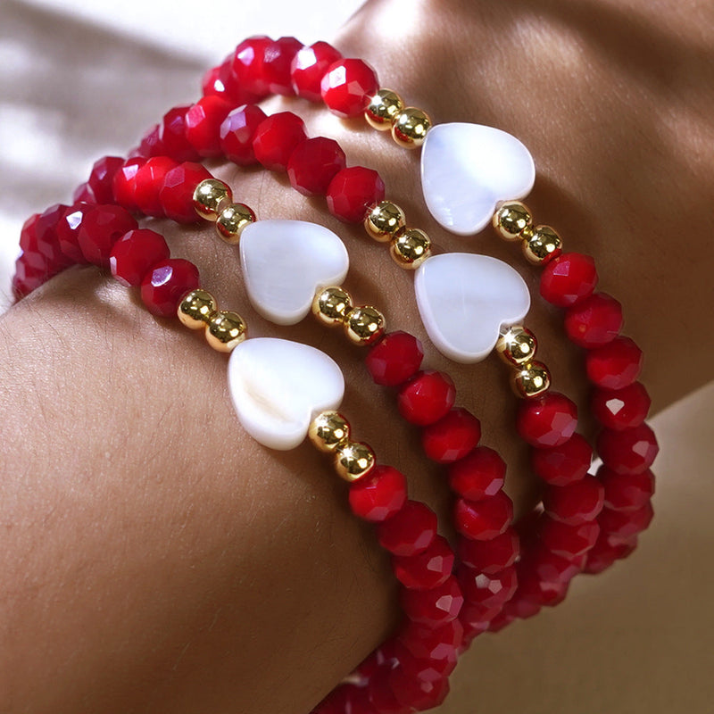 Red Crystal Bead Heart Bracelets