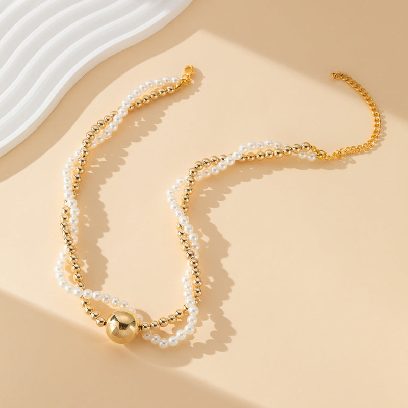 Punk CCB Large Round Bead Pendant Necklace