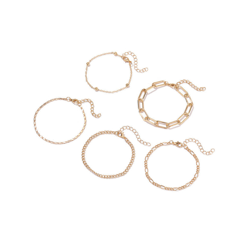 Simple Round Bead Chain Bracelet Set
