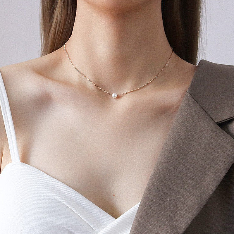 Floating Pearl Choker Necklace Women