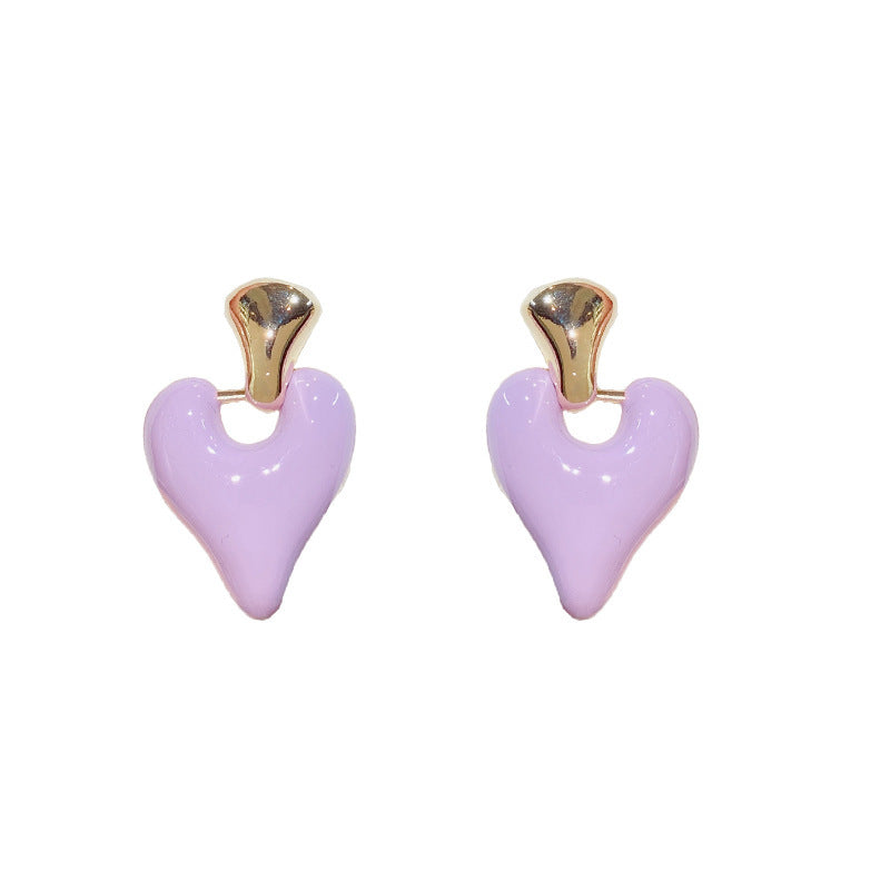 Enamel Glaze Heart Drop Earrings