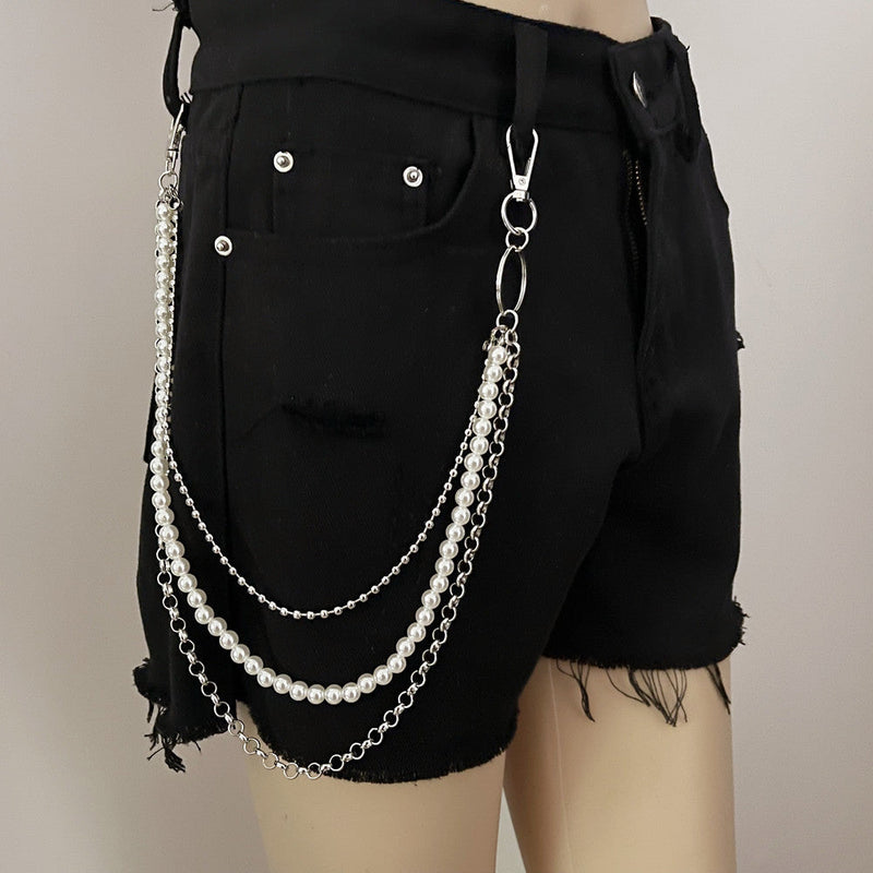 Punk Style Multi-Layer Pearl Waist Chain