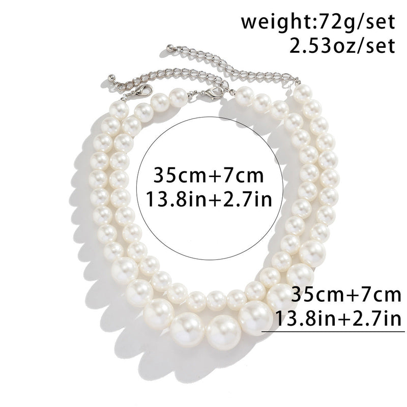 New Fashion Necklace Double-layer Pearl Choker Necklace Pearl Beaded Necklace