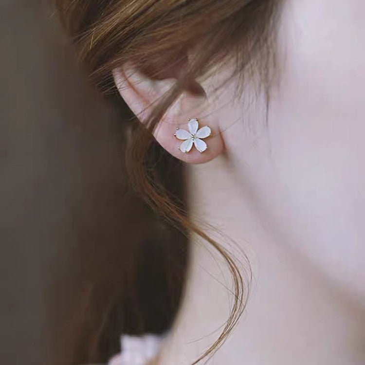 White Stone Flower Earring
