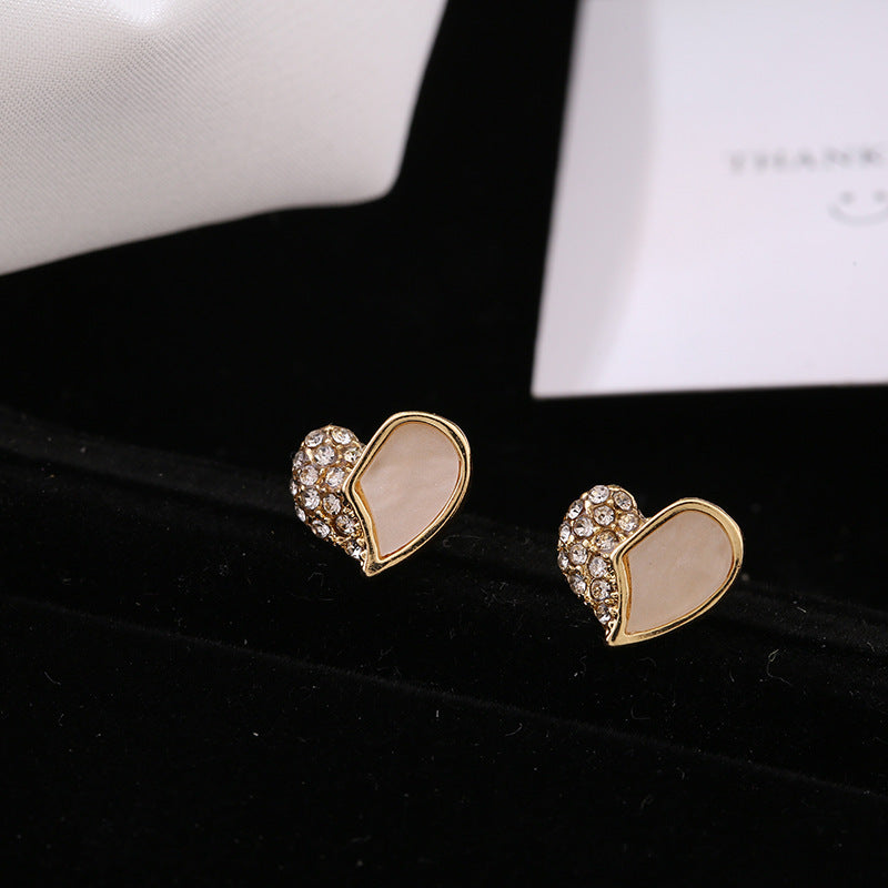 Heart Tiny Studs Rhinestone Earrings