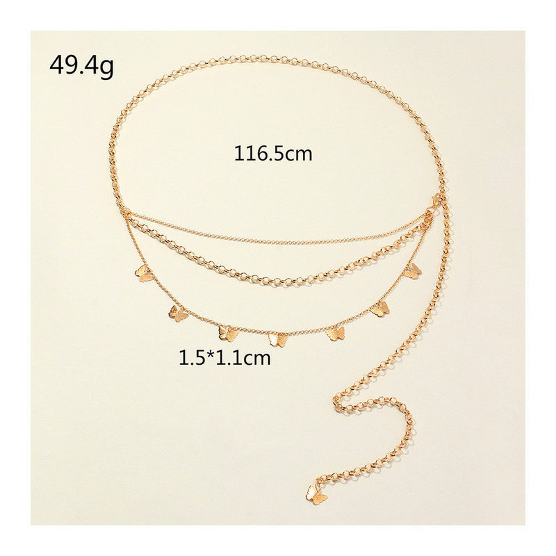 Multi Layer Belly Body Chain Bikini Metal butterfly Body Waist Chain