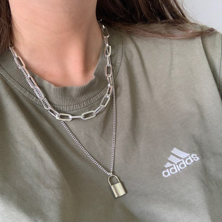 Heart Choker Lock Pendant Necklace