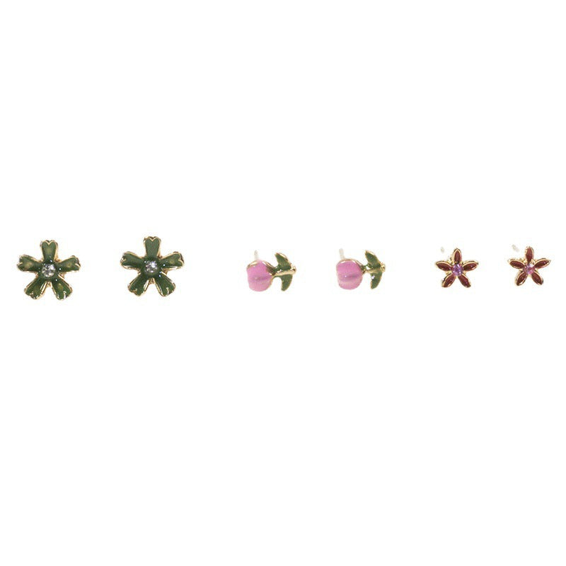 Spring flower stud earrings set