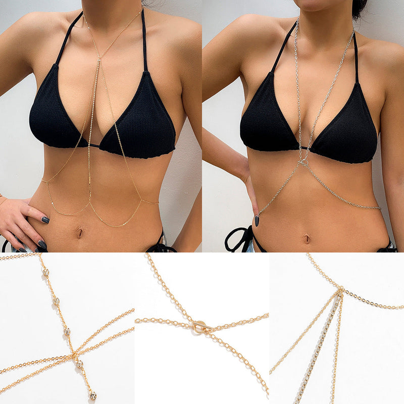 Simple Cross Chest Breast Belly Body Chain