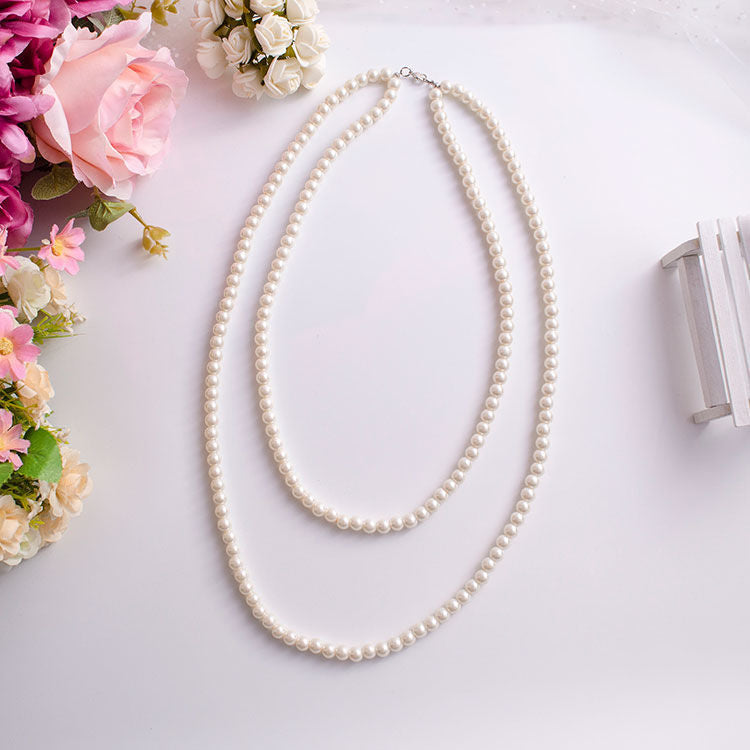Exaggeration Statement Fashion Long Imitation Pearl Beads Necklace