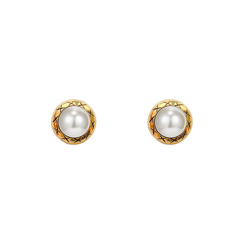 Classic Round Pearl Stud Earrings