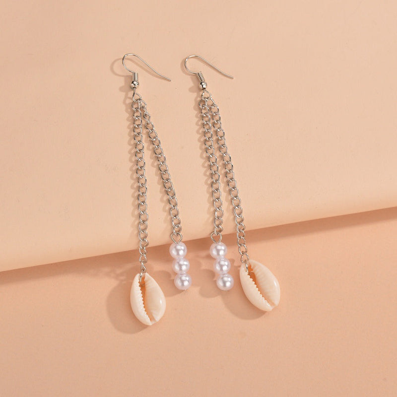 Fashion White Shell Pendant Earrings