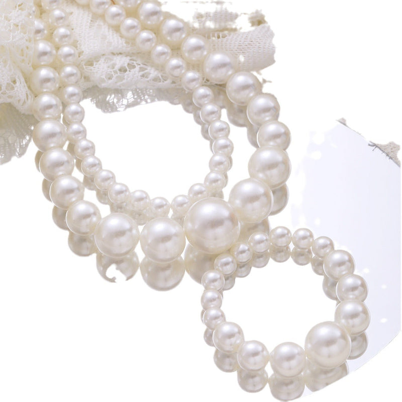 Large Big Pearl Bead Necklace Bracelet Set Women's Jewelry Sets