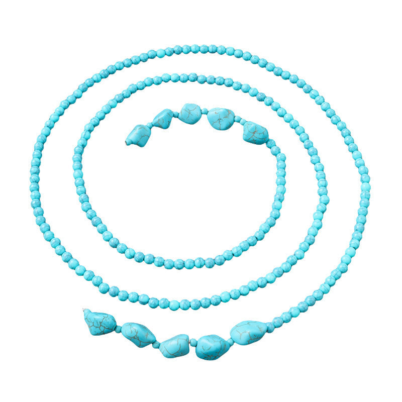 Blue Teardrop Turquoise Beaded Necklace