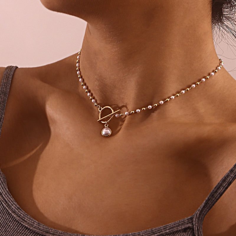 Beads Chain Charms Pearl Necklace