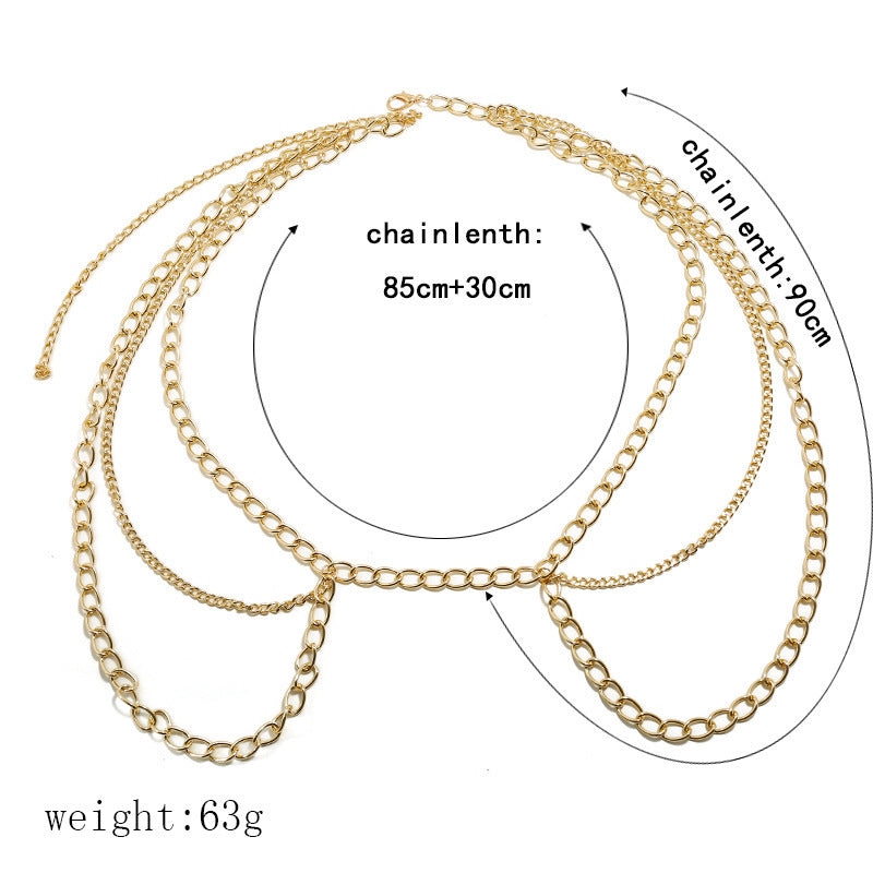 Fashion Sexy Waist Chain Punk Multi-layer Metal Body Jewelry