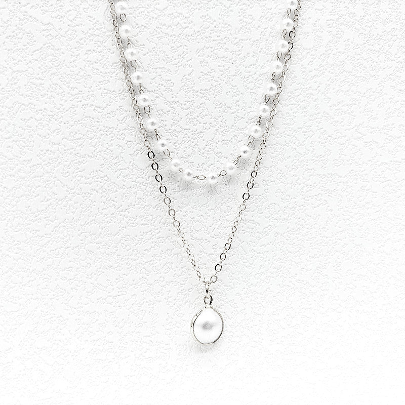 Pearl Layered Pendant Choker Necklace for Women