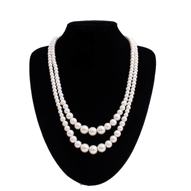 Multi-Layer Pearl Statement Bridal Choker Necklace for Wedding Party Jewelry