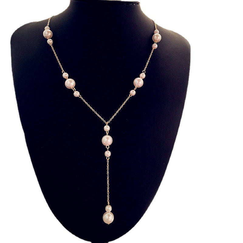 Simple Fashion Pearl Chain Necklace Long Tassel