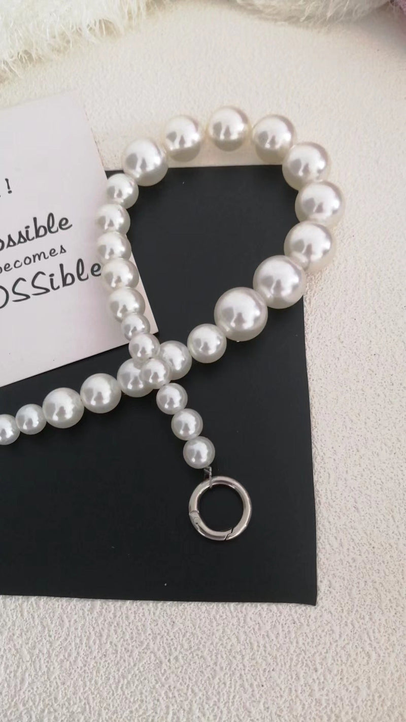 Large Pearl Beaded Chain Shoulder Strap Bag Cute Accessories