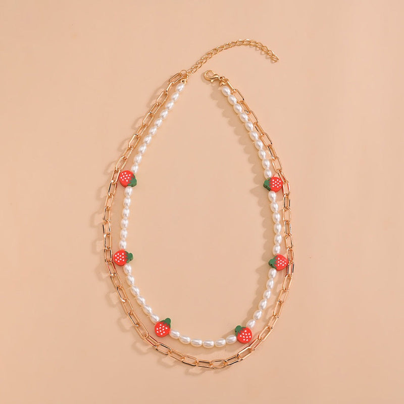 Colorful Strawberry Sweet Pearl Necklace