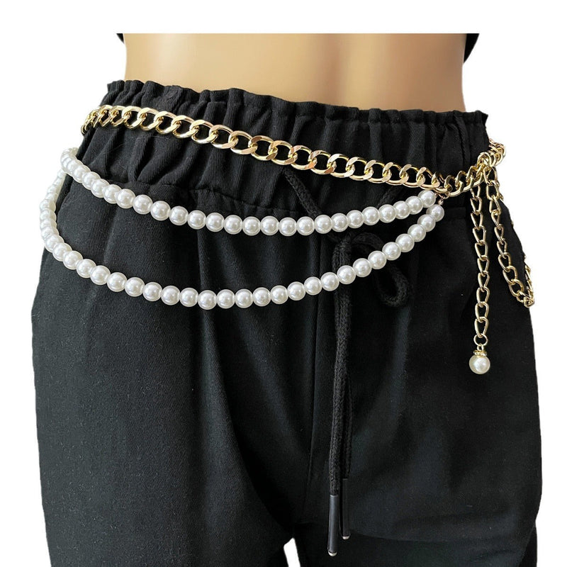 Multi-layer Chain Belt Pearl Layered Waist Chain