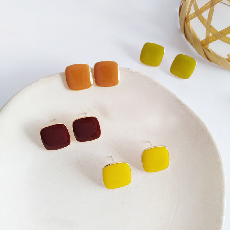 Geometric Enamel square Earrings
