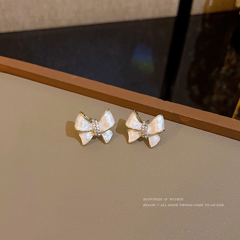 Flower Bowknot Pearl Earrings