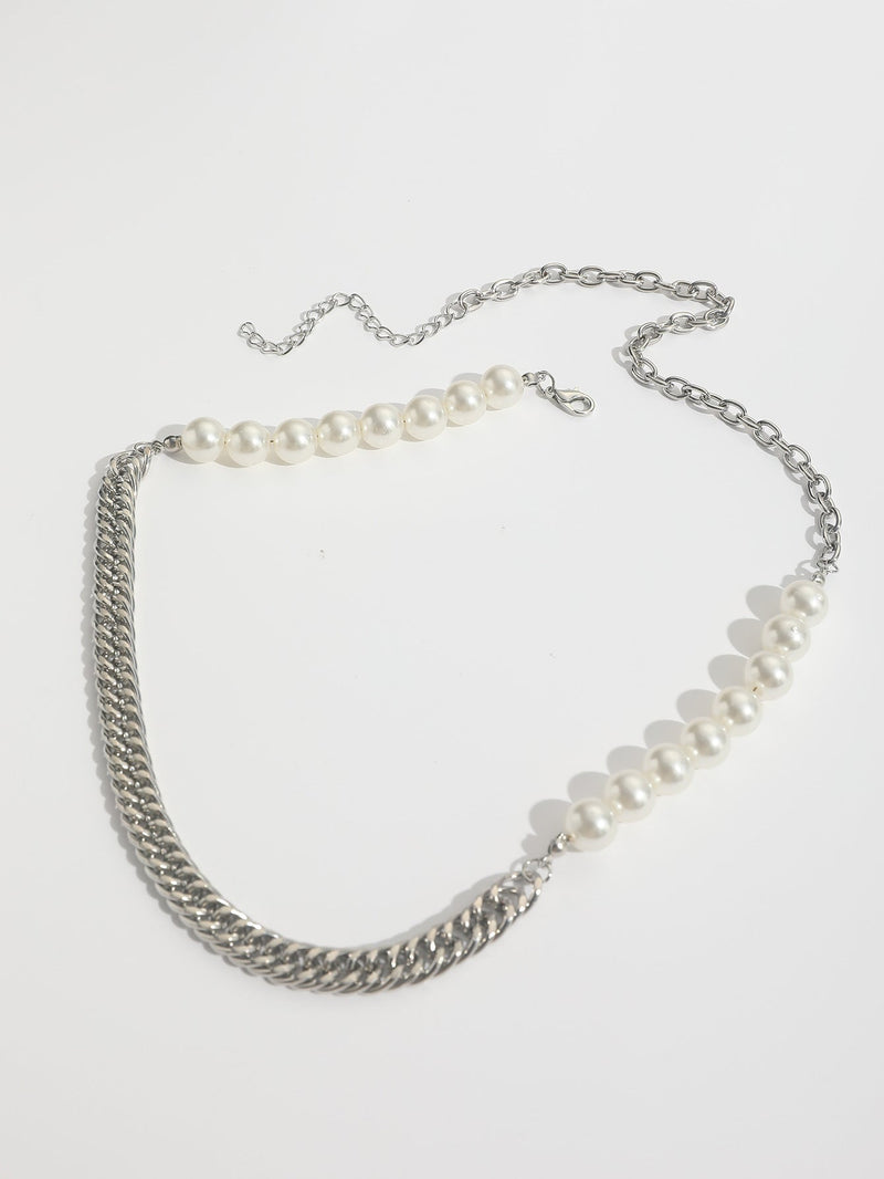 Fashion Pearl Necklace Chunky Cuban Chain