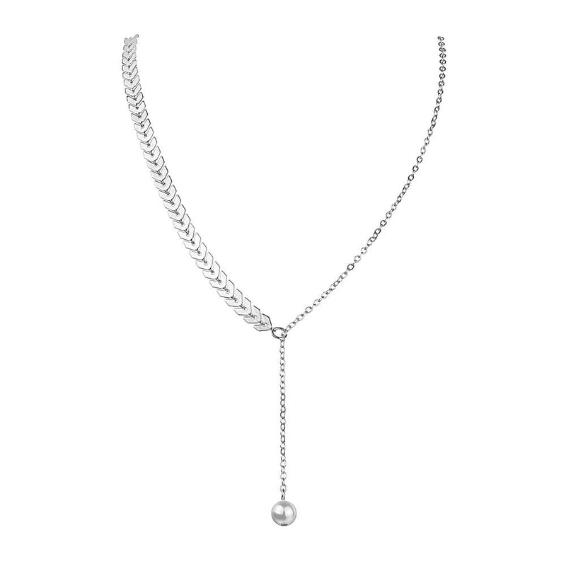 Wheat Ear Leaf Pearl Clavicle Pendant Necklace