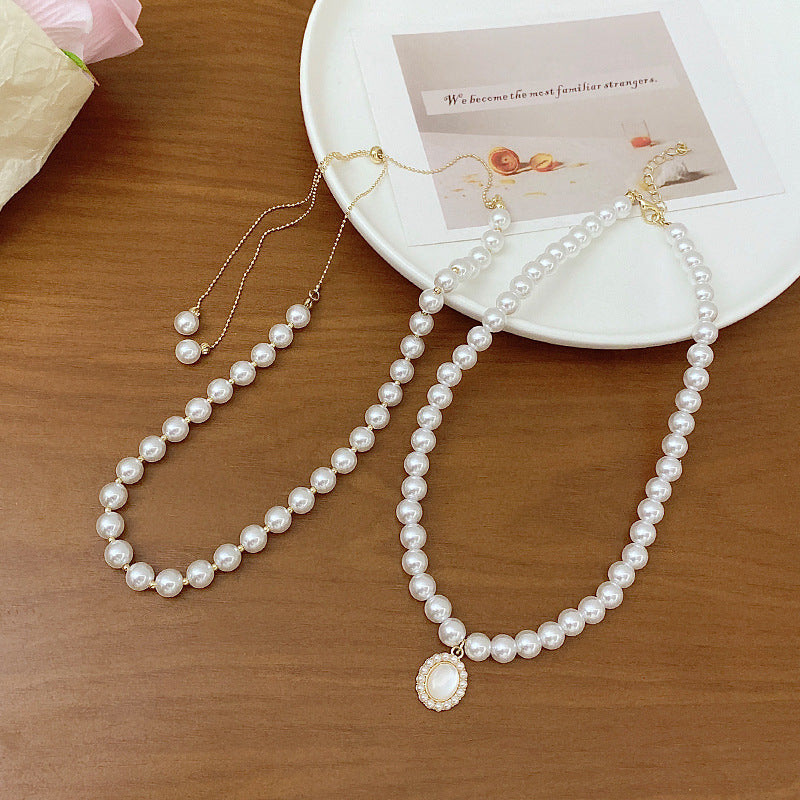 Pearl Necklace for Women Popular Opal Pendant Lady Girls Jewelry