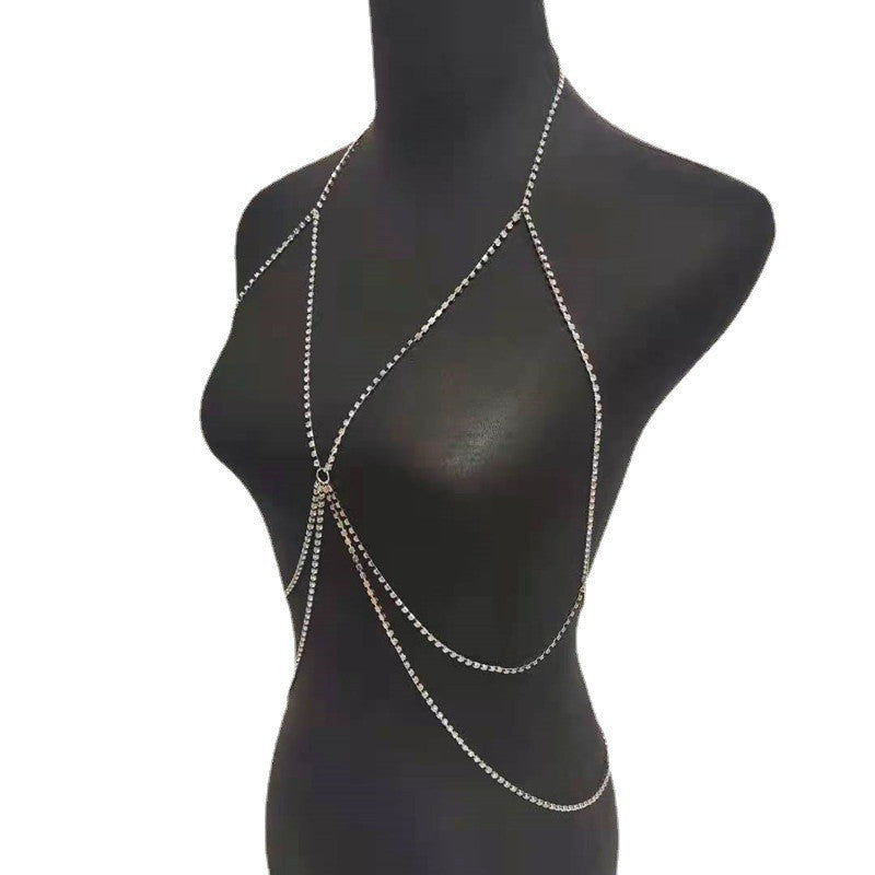 Crystal Rhinestone Multi Layer Neck Body Bikini Lingerie Chain