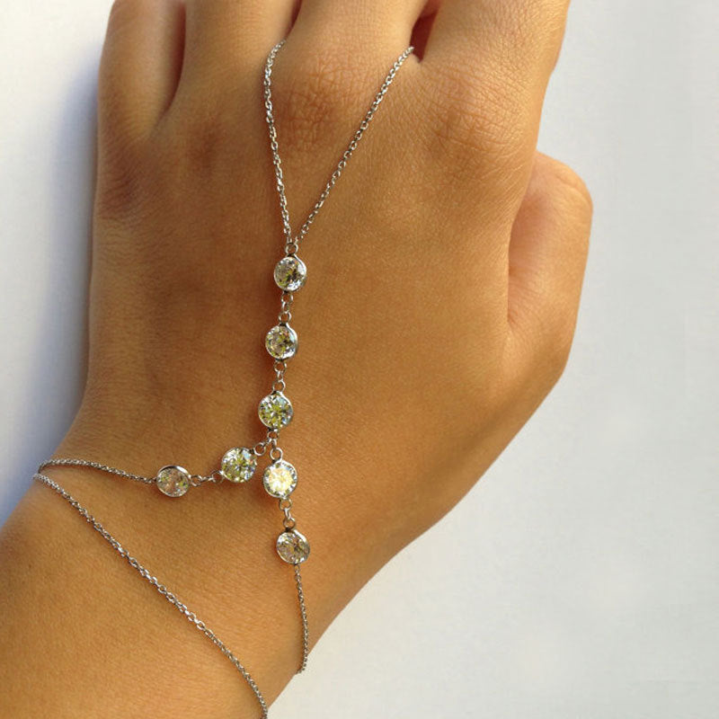 BlingBling Zircon Stone Finger Chain Bracelet