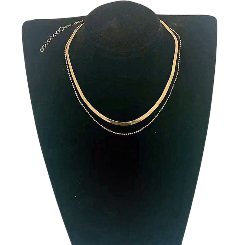 Double Layer Herringbone Snake Chain Necklace