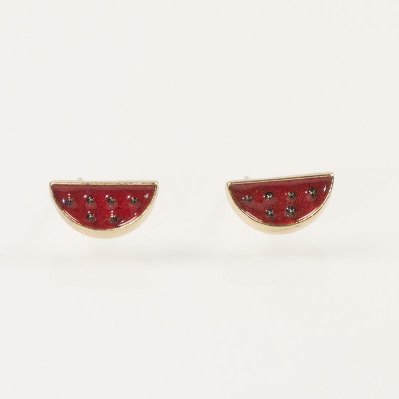 Red Enamel Fruit Watermelon Stud Earring