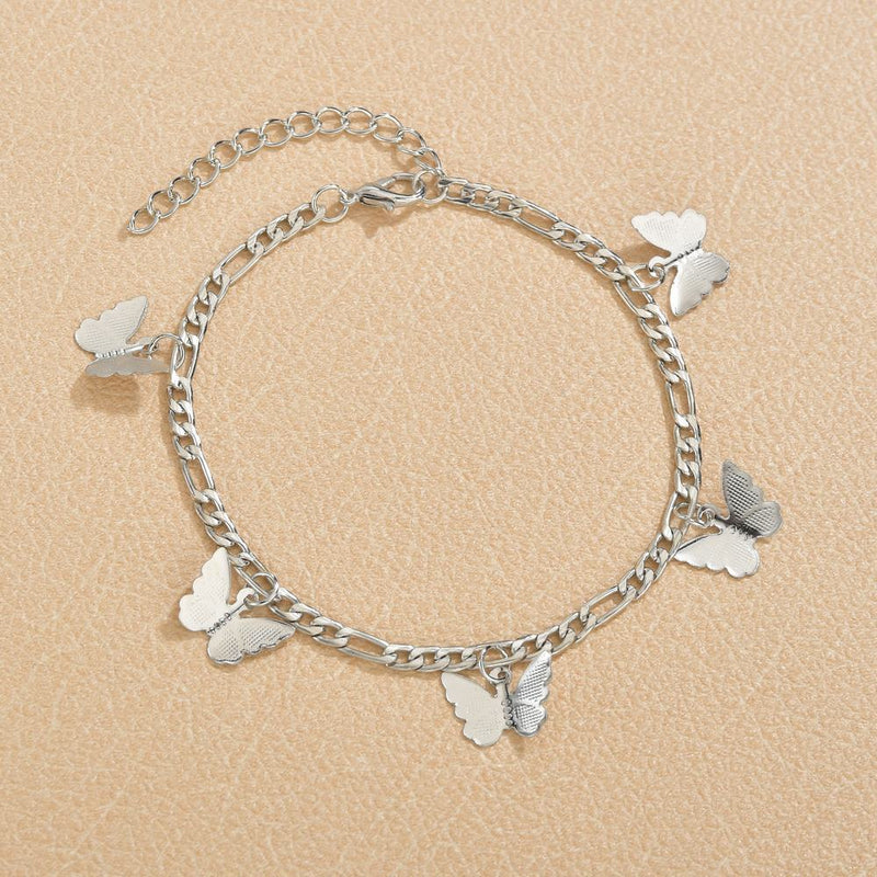Snake Bone Chain Butterfly Pendant Anklet Jewelry